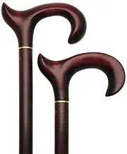 Scratch & Dent Mahogany-Stained Extra-Length Anatomical Walking Cane with Brass Collar