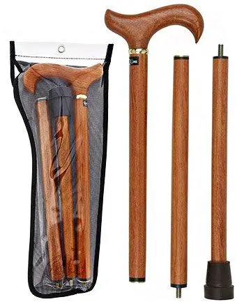 Scratch & Dent Rosewood 3-Piece Folding Derby Cane with Brass Collar