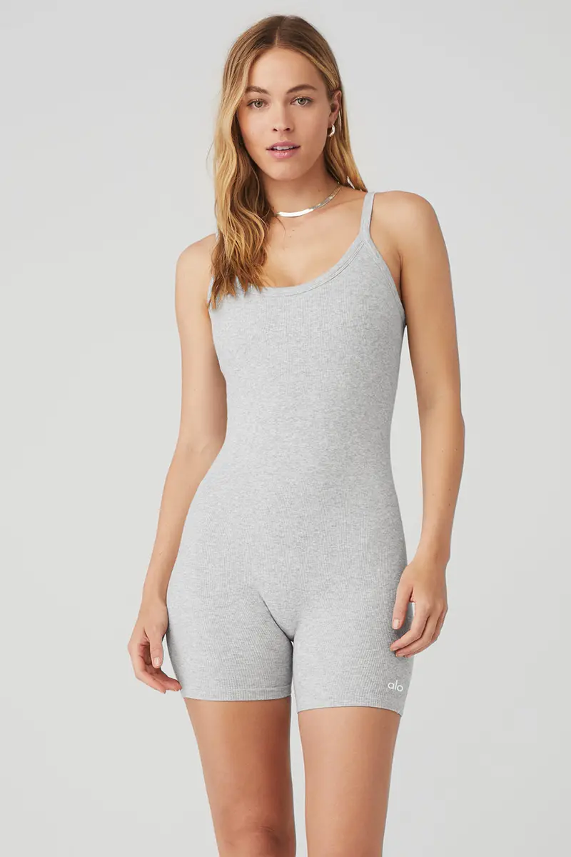 Seamless Ribbed Mellow Onesie in Athletic Heather Grey