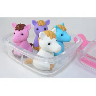 Set of Four Horse-Shaped Erasers in Display Box