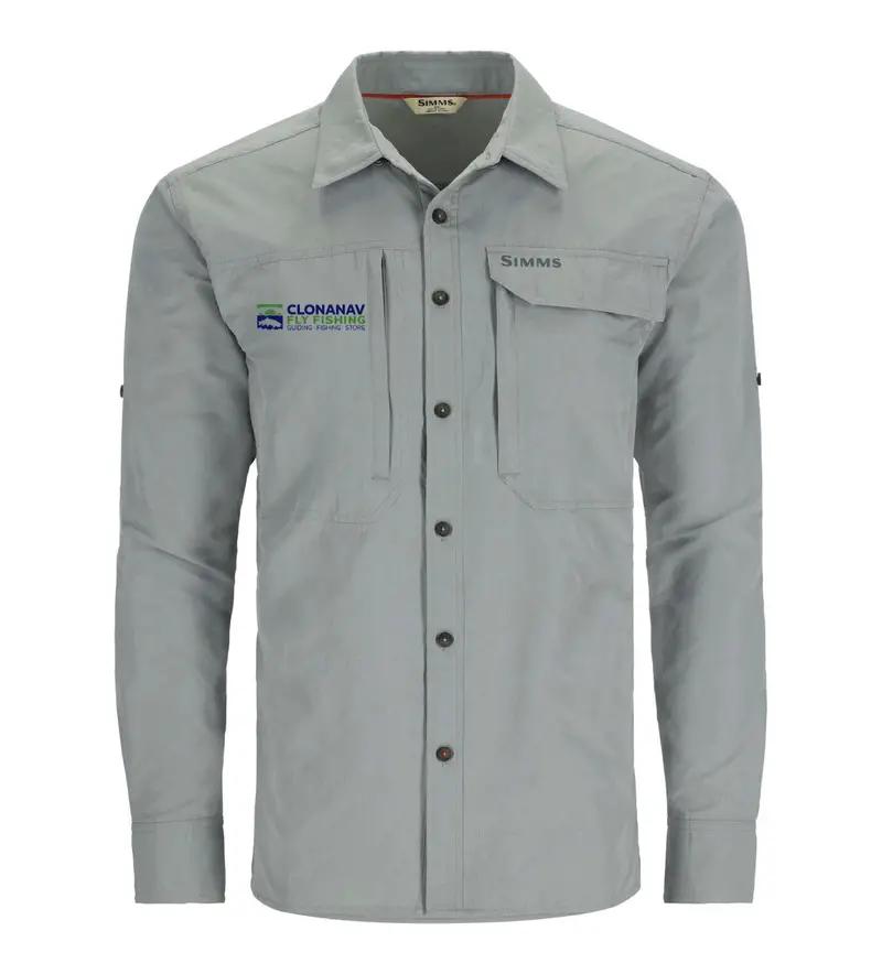 Simms Guide Shirt for Men – Cinder Color with Clonanav Logo Embroidery