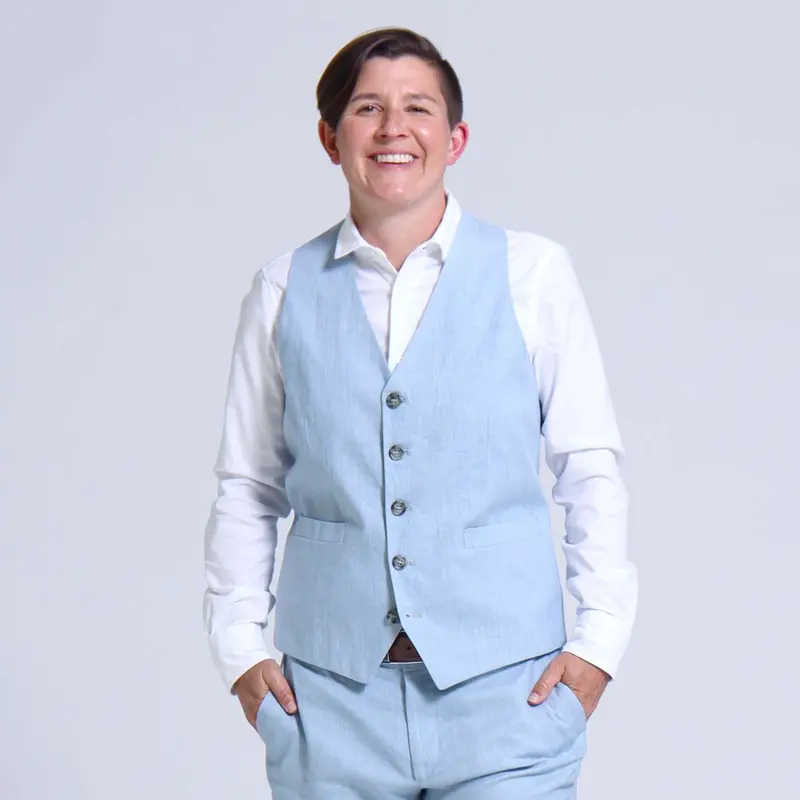Sky Blue Linen Sleeveless Blazer