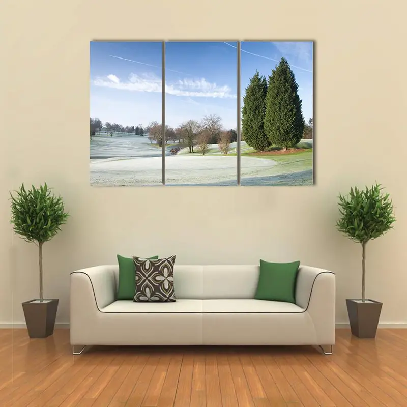 Snow-Draped Golf Course Winter Scene Canvas Art