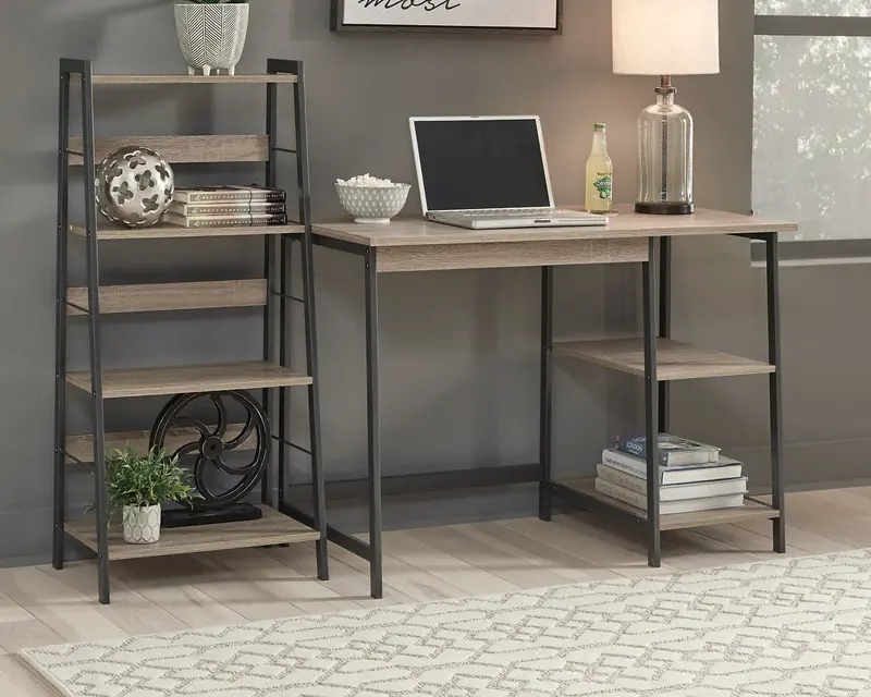 Soho Workspace Desk Featuring Built-In Shelving