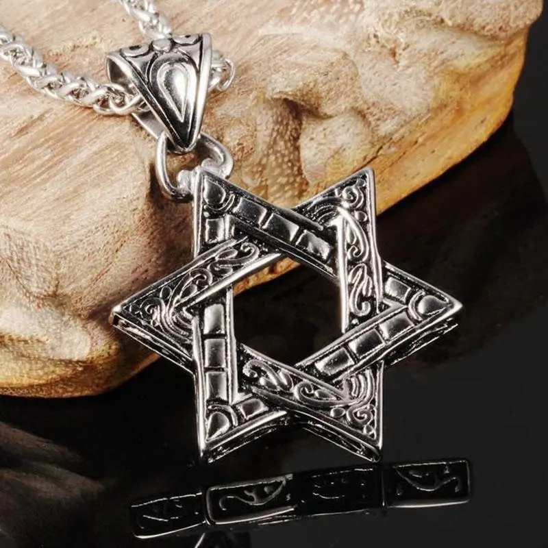 Stainless Steel Paisley-Inspired Six-Point Star Pendant