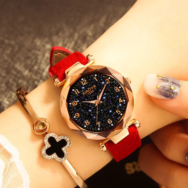 Starry Sky Design Grinding Belt Watch for Women
