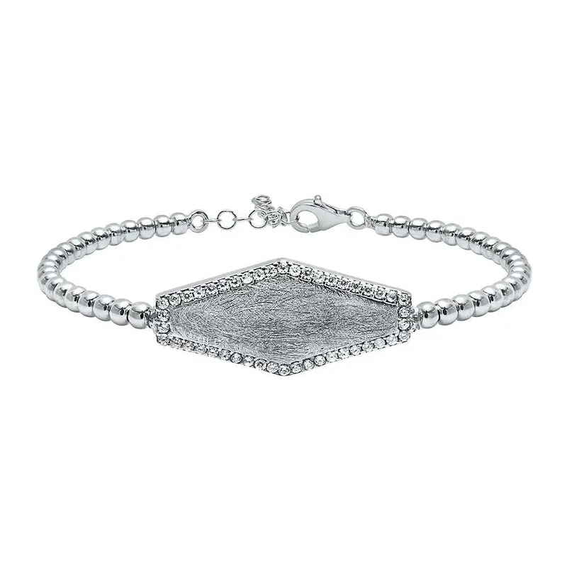 Sterling Silver Beaded Bracelet with Gemstone Accents