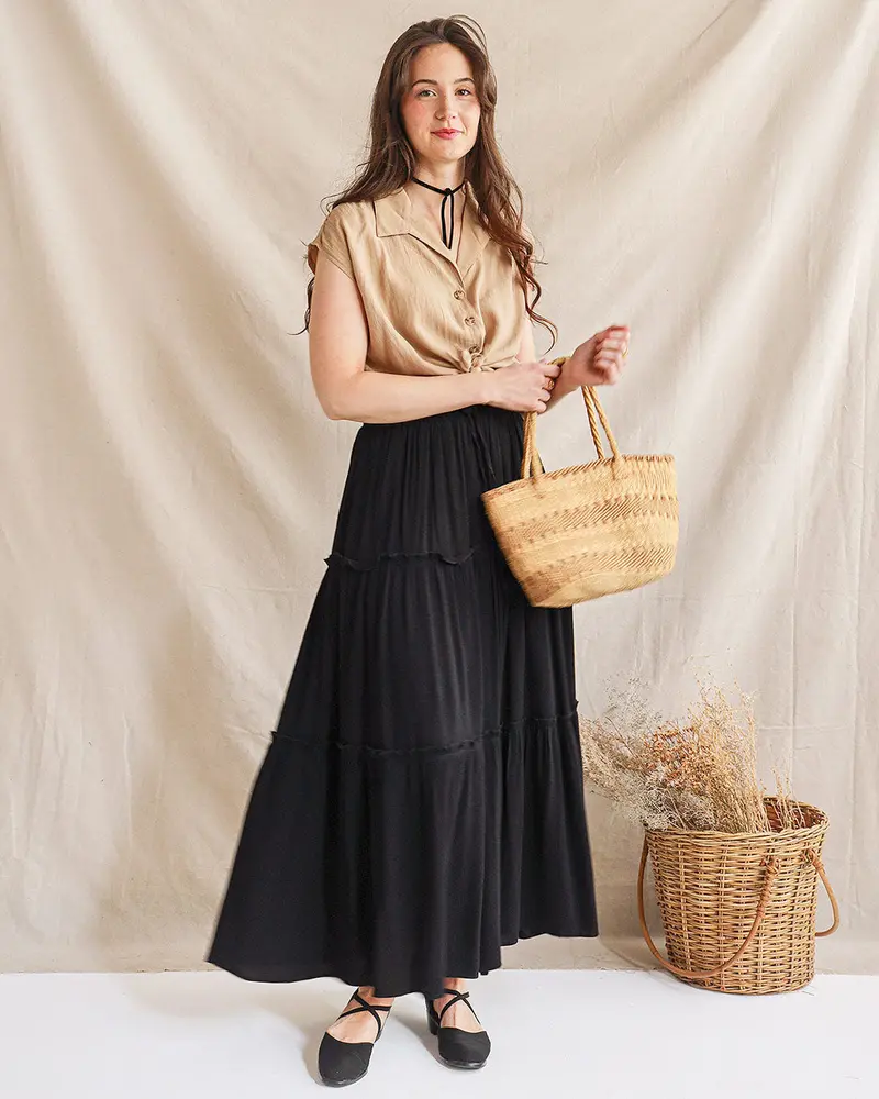 Struck Midnight High-Waisted Pleated Skirt