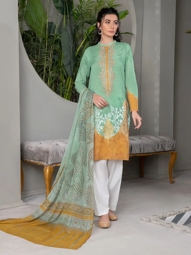 Stylish 2-Piece Lawn Suit with Embroidered Details