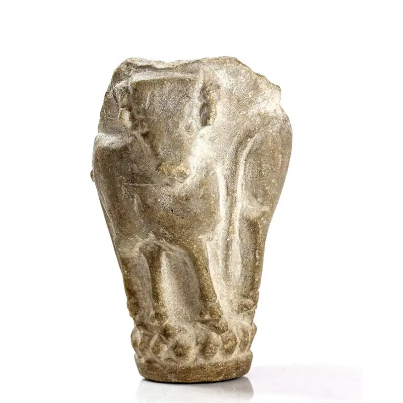 Sumerian Limestone Bull-Shaped Drinking Vessel, Late Uruk/Jemdet Nasr (ca. 3100–2900 BCE)