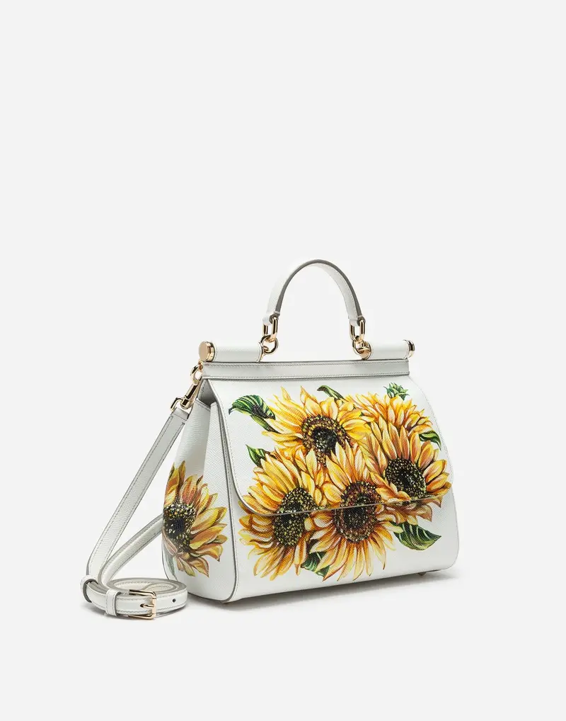 Sunflower-Print Drawstring Tote Bag