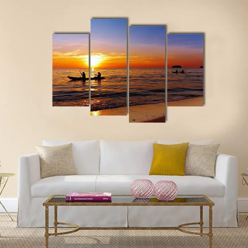 Sunset Kayakers Canvas Art Print
