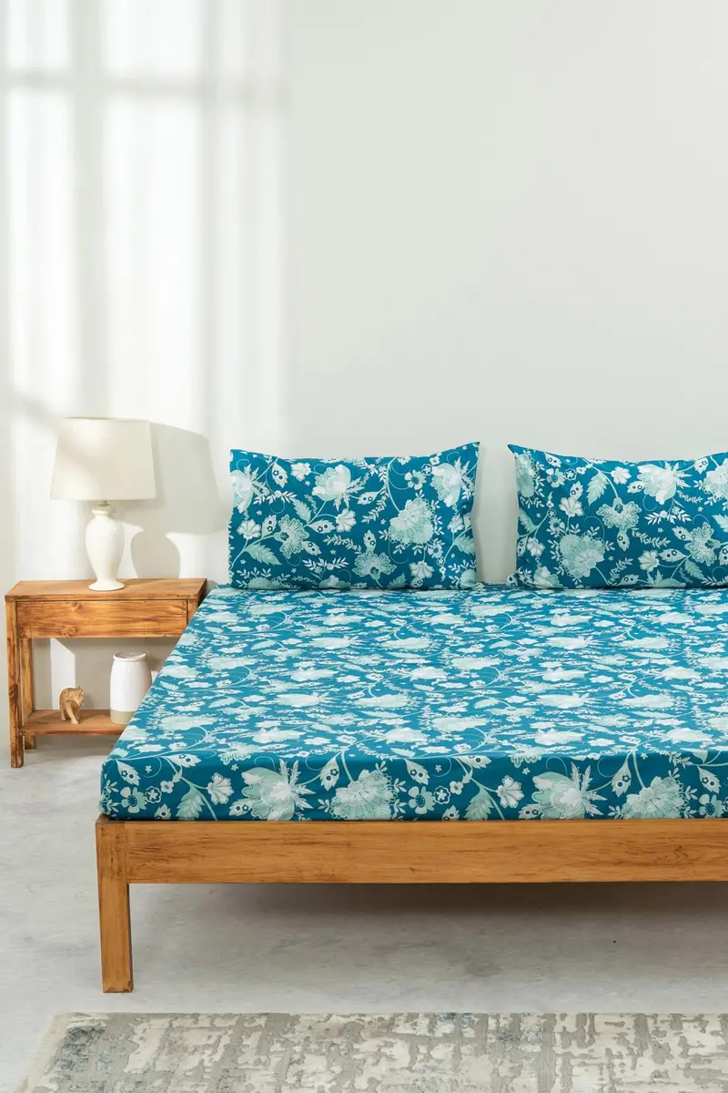 Teal Classic Bed Sheet Set – Premium Solid-Color Cotton Bedding