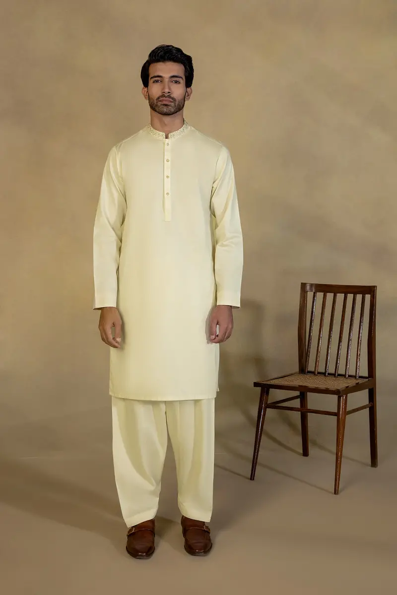 Textured Embroidered Cotton Dobby Suit Set