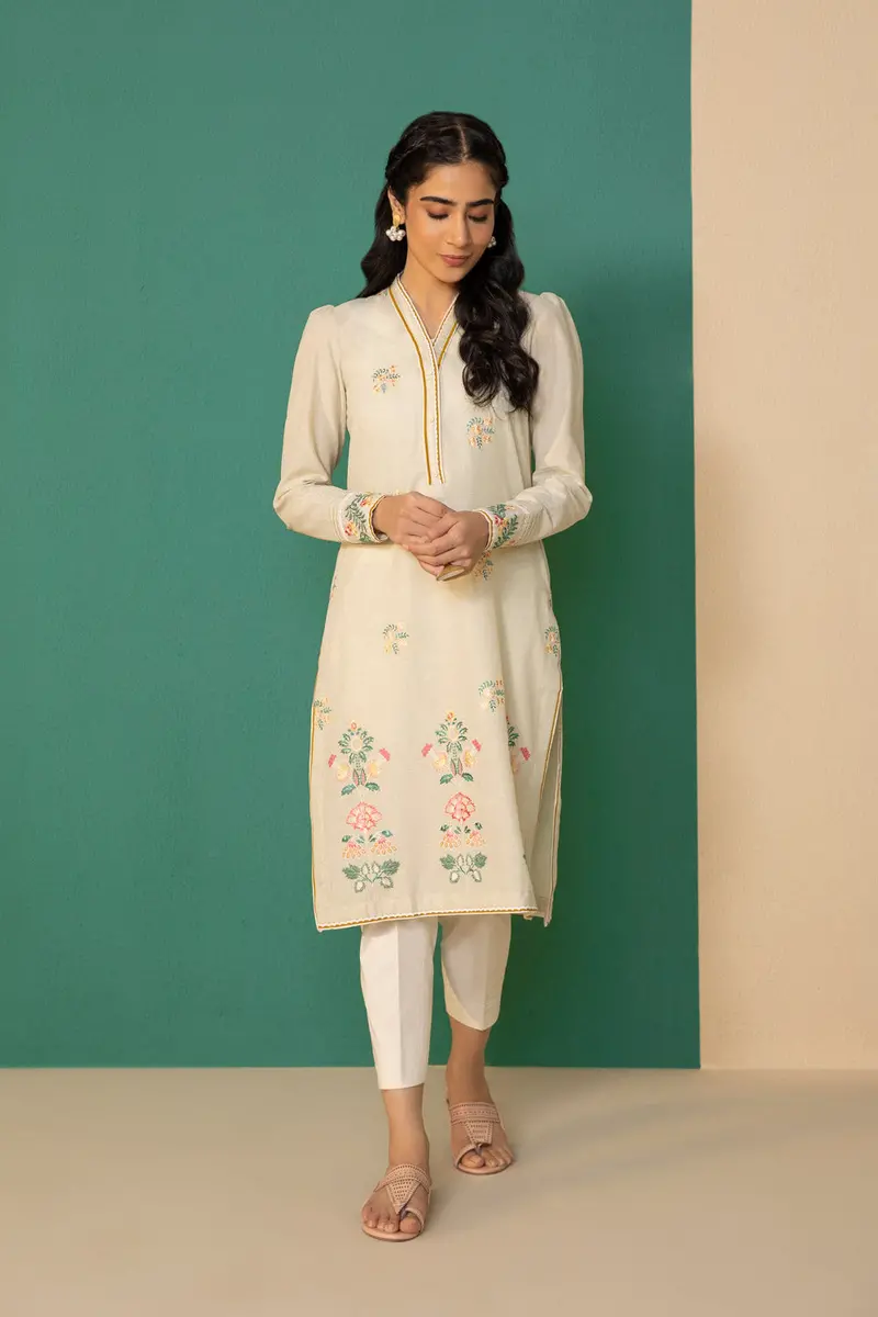 Textured Mélange Shirt with Subtle Embroidery