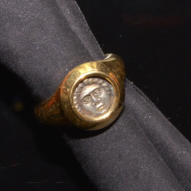 Thracian Apollonia Pontika Silver Drachm (ca. 400–350 BCE) Set in a Gold Ring