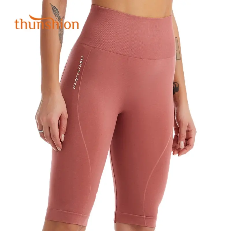 THUNSHION Seamless High-Waist Sports Shorts & Leggings Combo – Yoga & Gym Wear