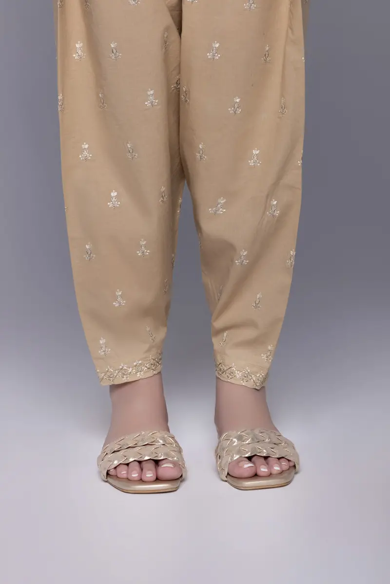 Traditional Cambric Shalwar with Intricate Threadwork