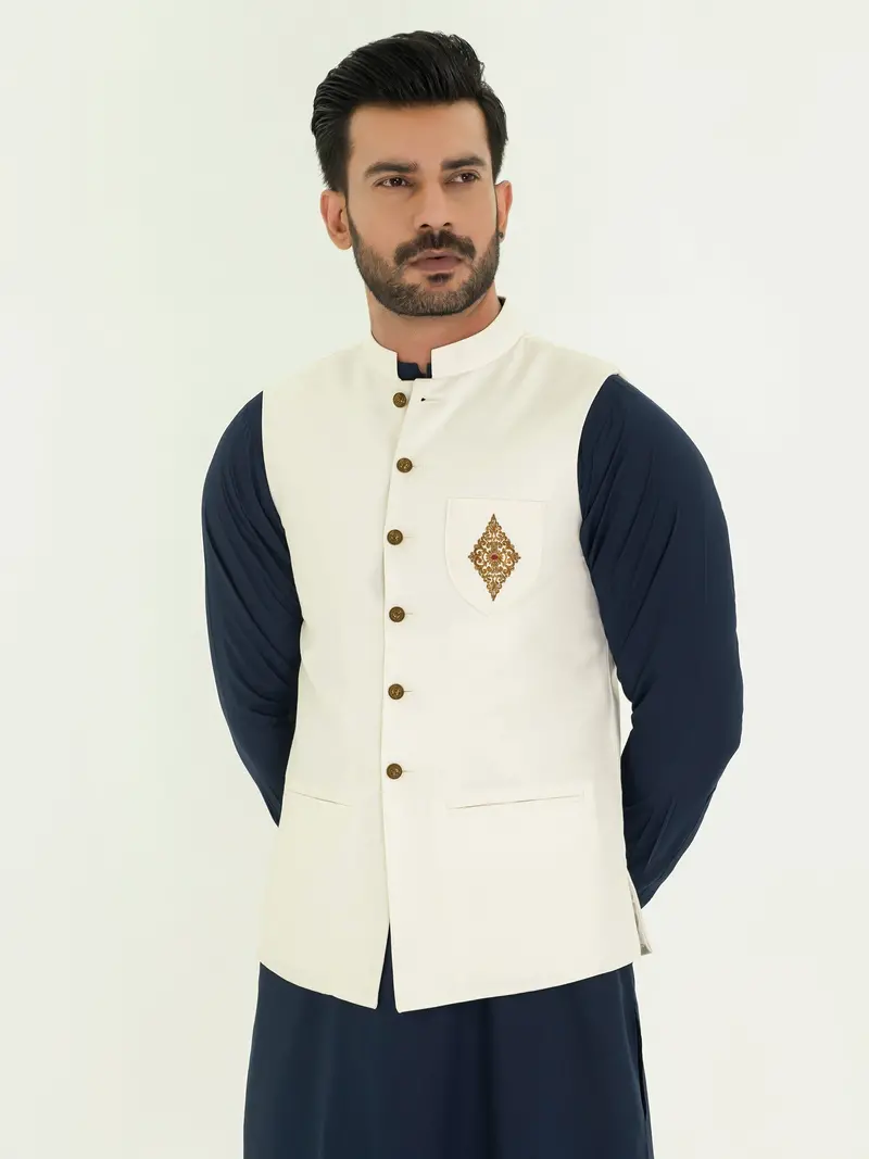 Traditional Embroidered Cotton Waistcoat