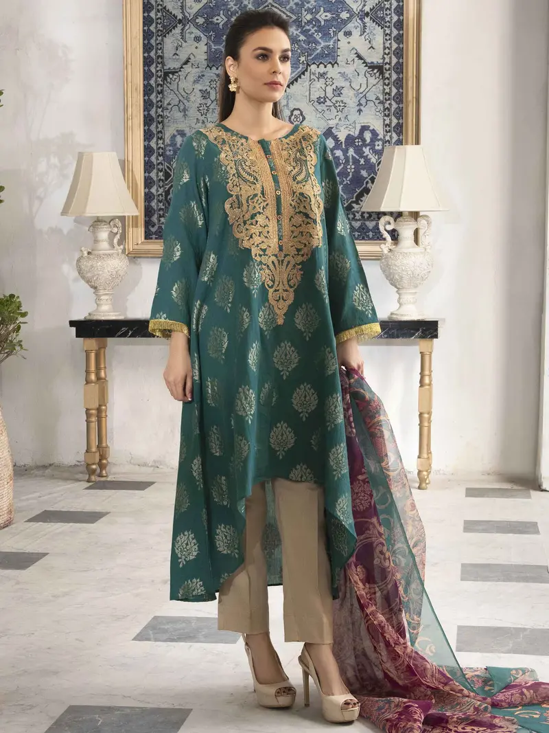 Traditional Jacquard Embroidered Two-Piece Suit