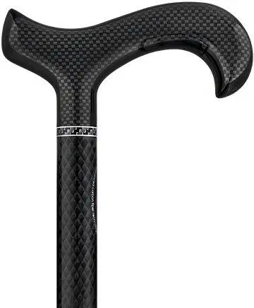 Triple-Wound Carbon Fiber Black Derby Cane – Scratch & Dent, Textured Shaft with Refined Collar (V1978)