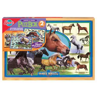 Two-Piece Horse-Themed Wooden Jigsaw Puzzle