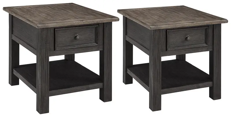 Tyler Creek Matching 2-Piece End Table Duo for Living Room or Bedroom