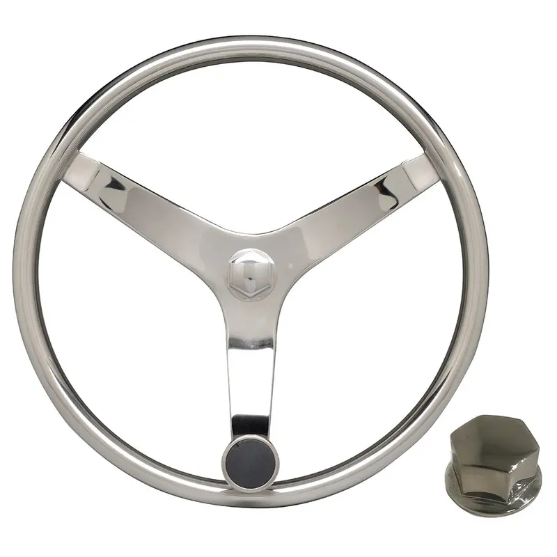 Uflex V46 Steering Wheel Kit – 13.5″, Stainless Steel with Chrome Nut [V46 KIT]