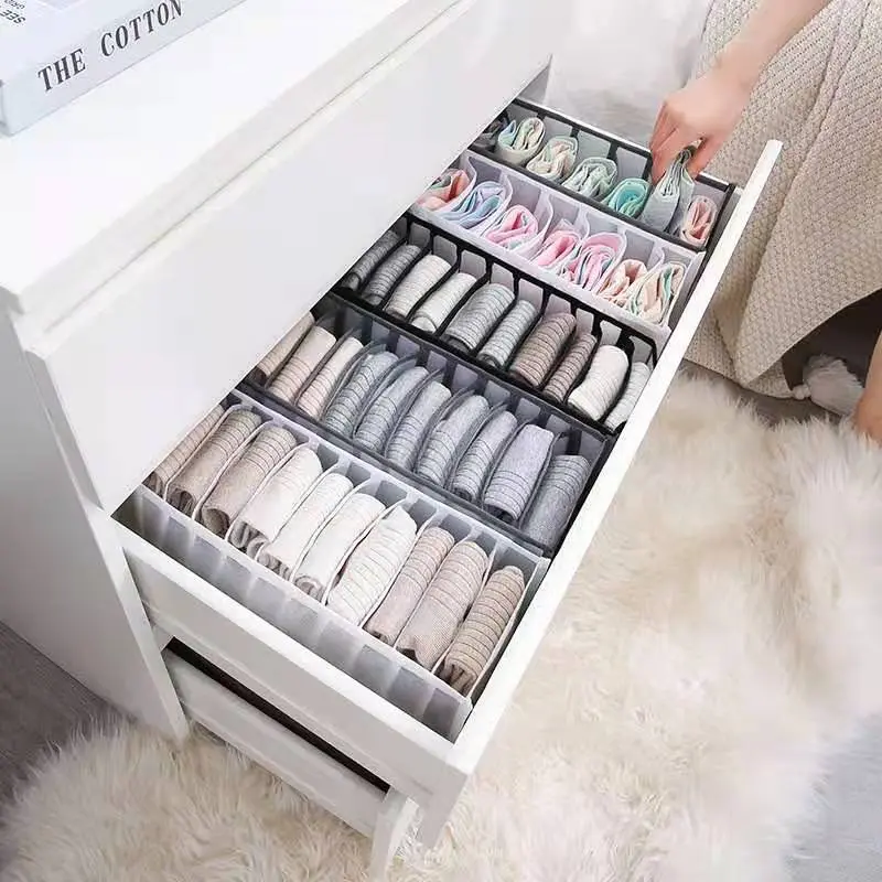 Underwear & Bra Drawer Organizer – Modular Closet Divider Box Set for Socks, Scarves, Bras, and Small Accessories