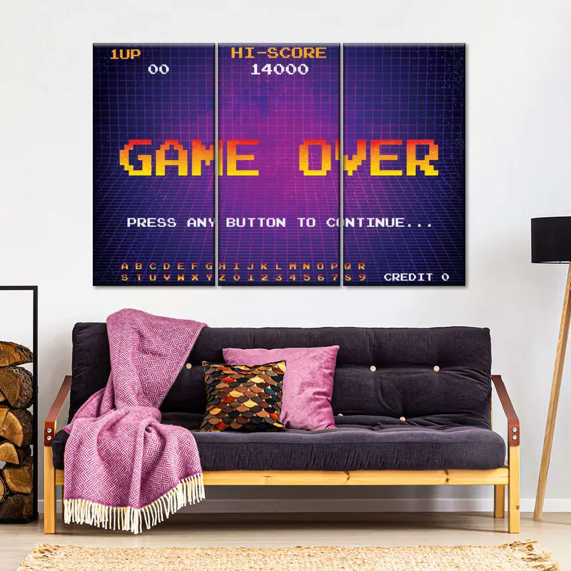 Vintage Game Over Screen Wall Decor