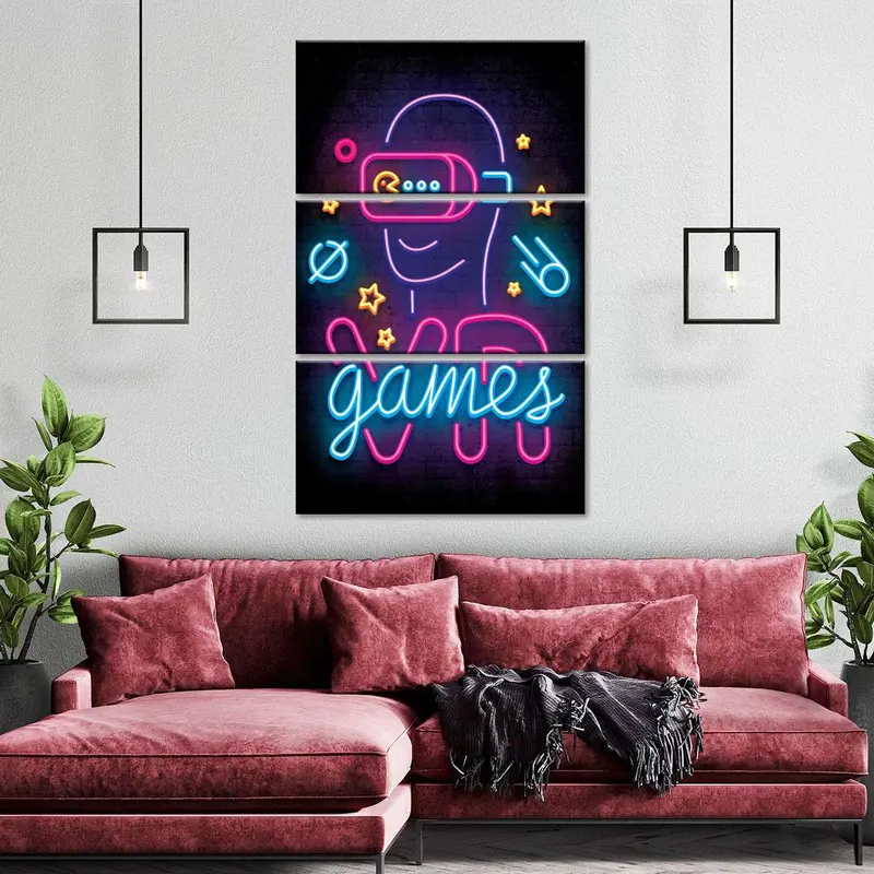 VR Gaming Neon Wall Art