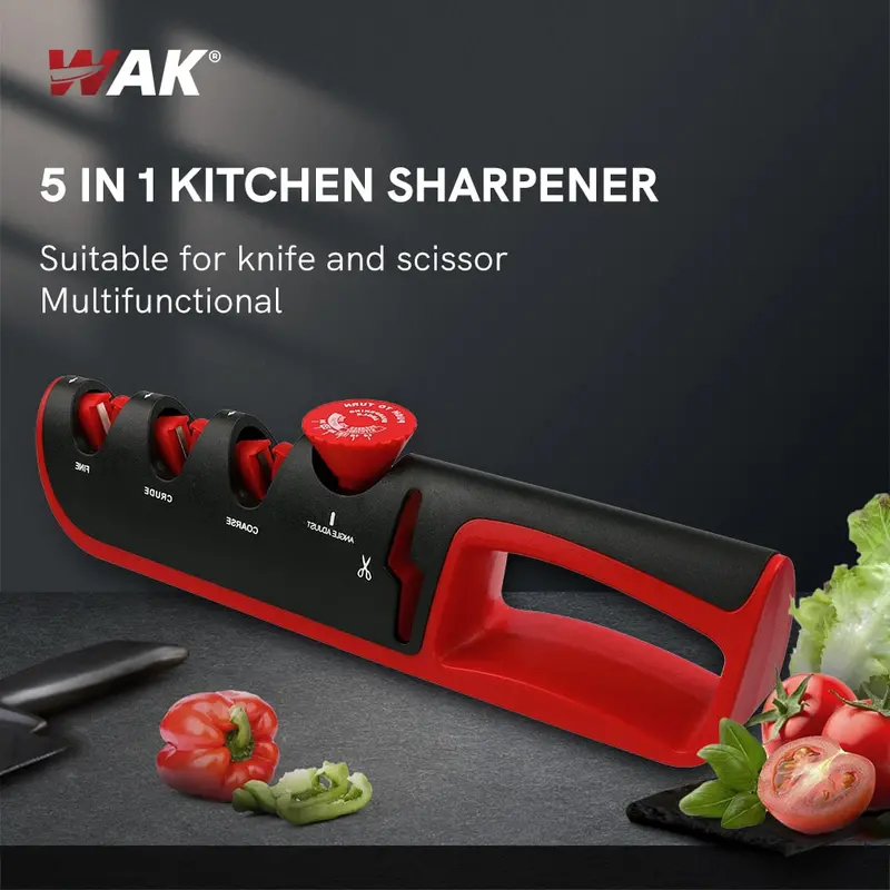 WAK 5-in-1 Adjustable-Angle Knife Sharpener – Professional Sharpening System