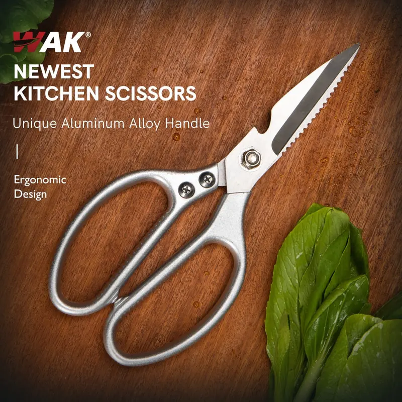 WAK Professional Kitchen Scissors – 8.5-Inch Multi-Functional Stainless Steel Shears with Aluminum Alloy Handles