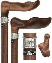 Walnut Palm-Grip Cane with Walnut Shaft and Silver Collar (Version 2)