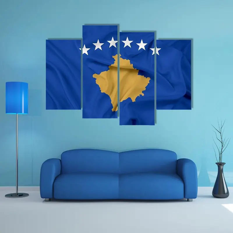 Waving Kosovo Flag Canvas Wall Decor
