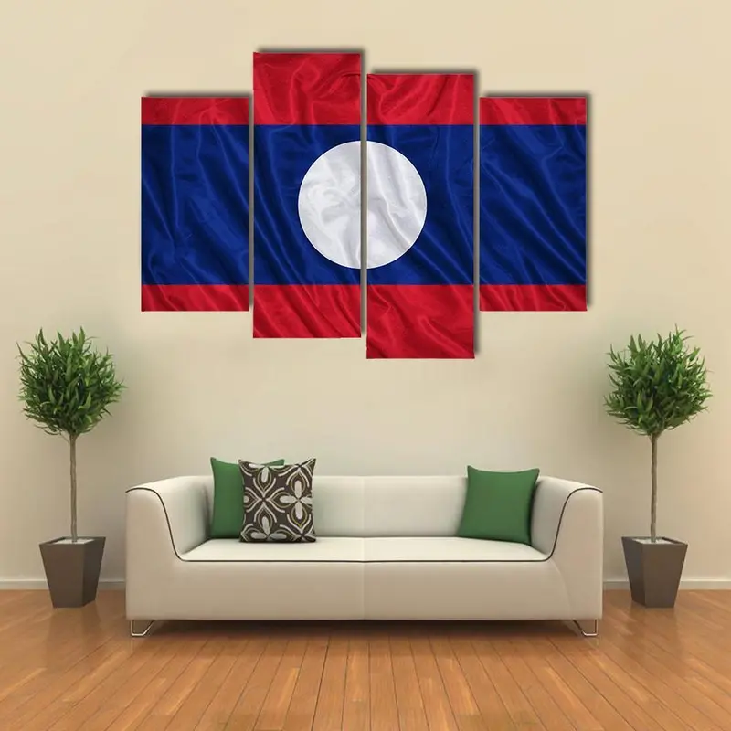 Waving Laotian Flag Canvas Art Print