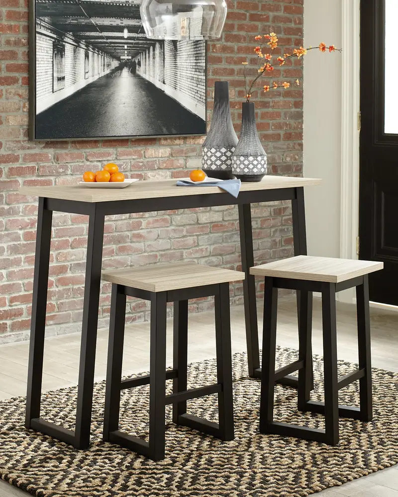 Waylowe Counter-Height Dining Set: Table + 2 Bar Stools