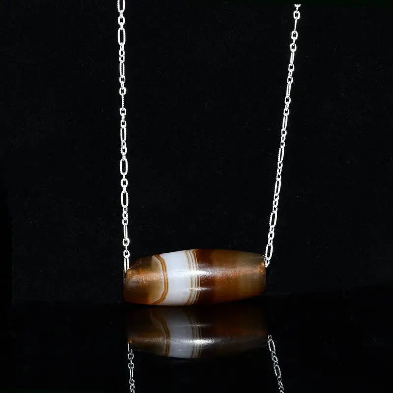 Western Asian Banded Agate Bead Pendant, Iron Age (1st Millennium BCE)