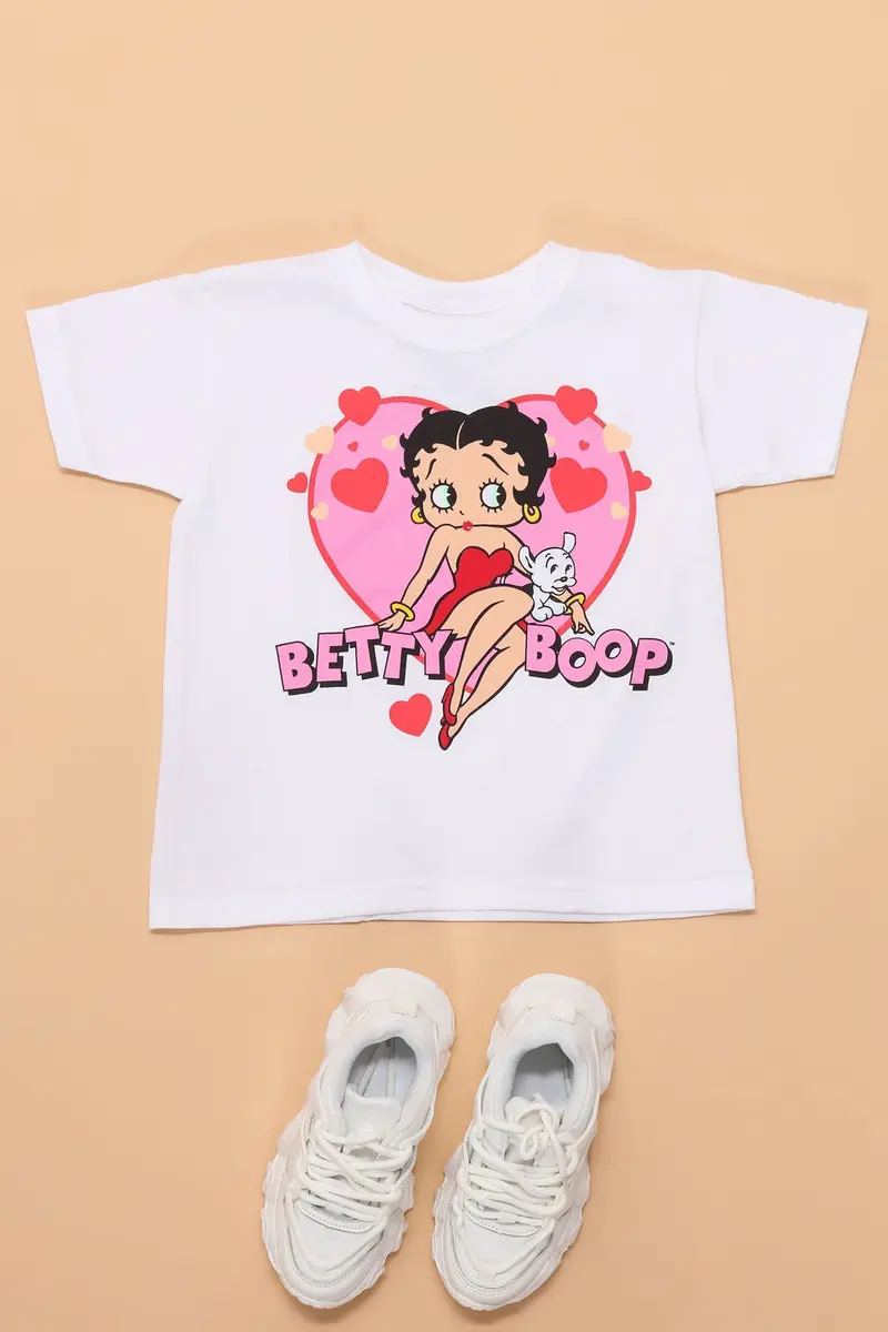 White Mini Betty Boop In Love Graphic T-Shirt