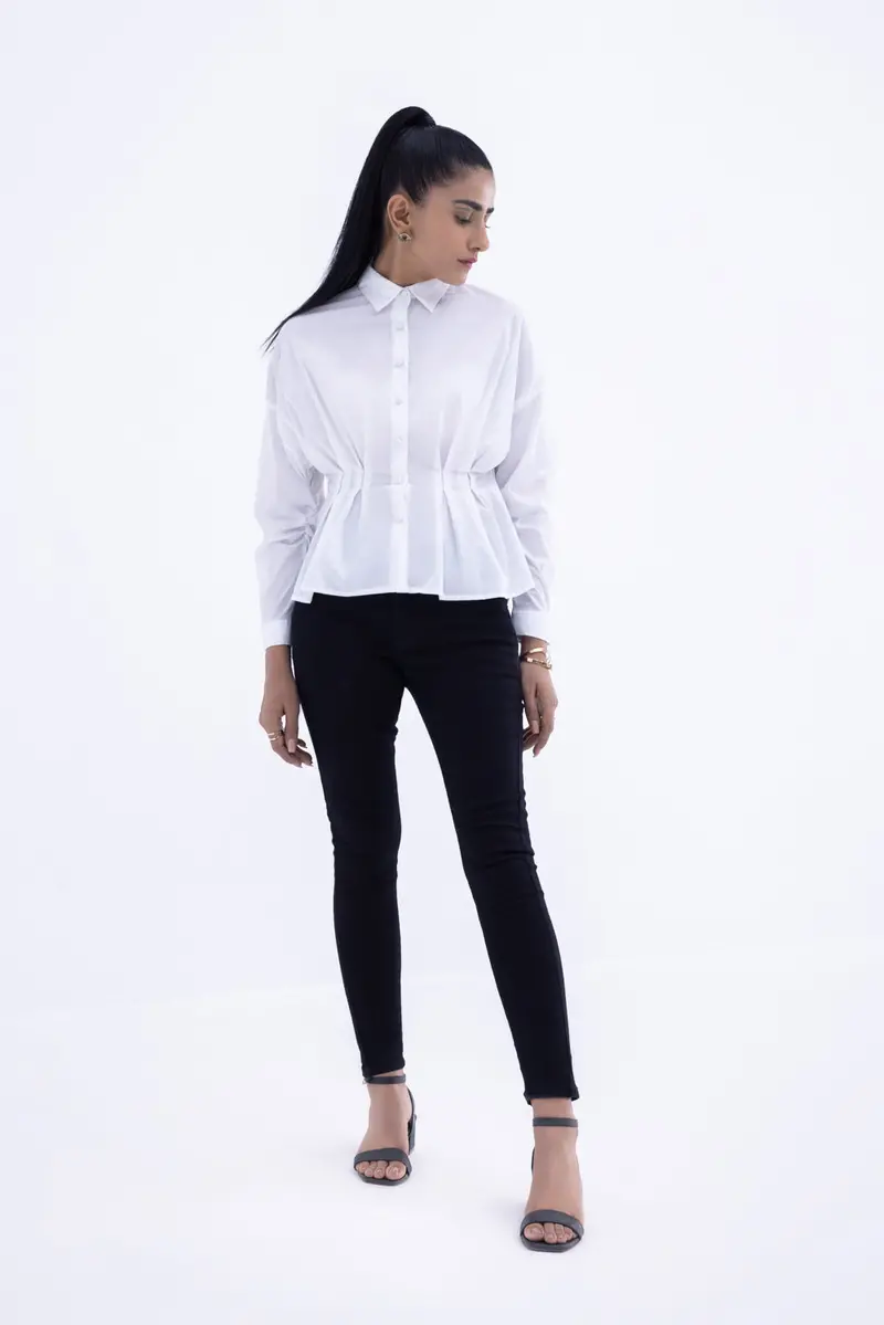 White Peplum Blouse for Women