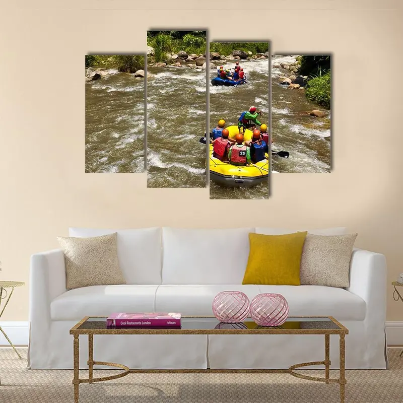 White-Water Rafting Race Canvas Art Print