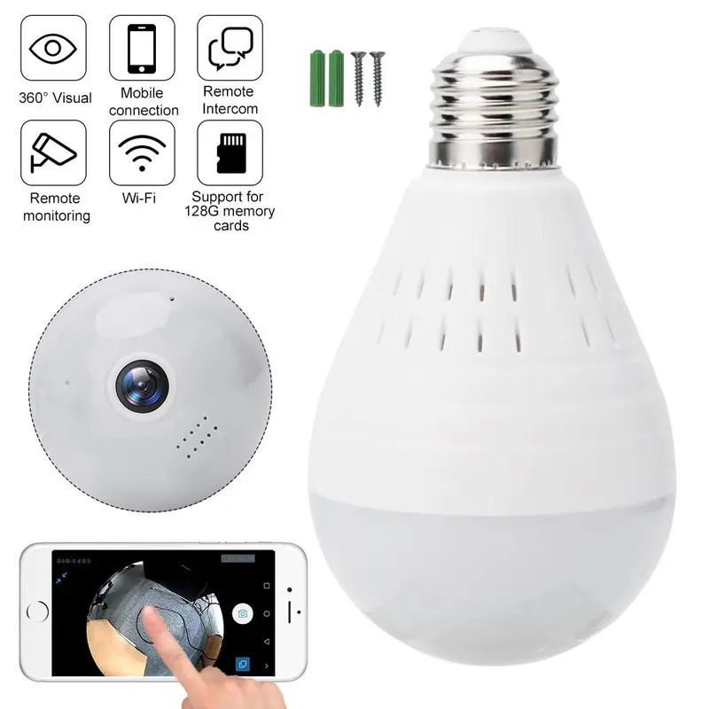 Wi-Fi Smart Light Bulb Camera – HD 360° Panoramic View + Two-Way Audio