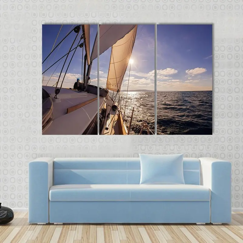 Wide-Angle Sailing Boat Art Print on Canvas