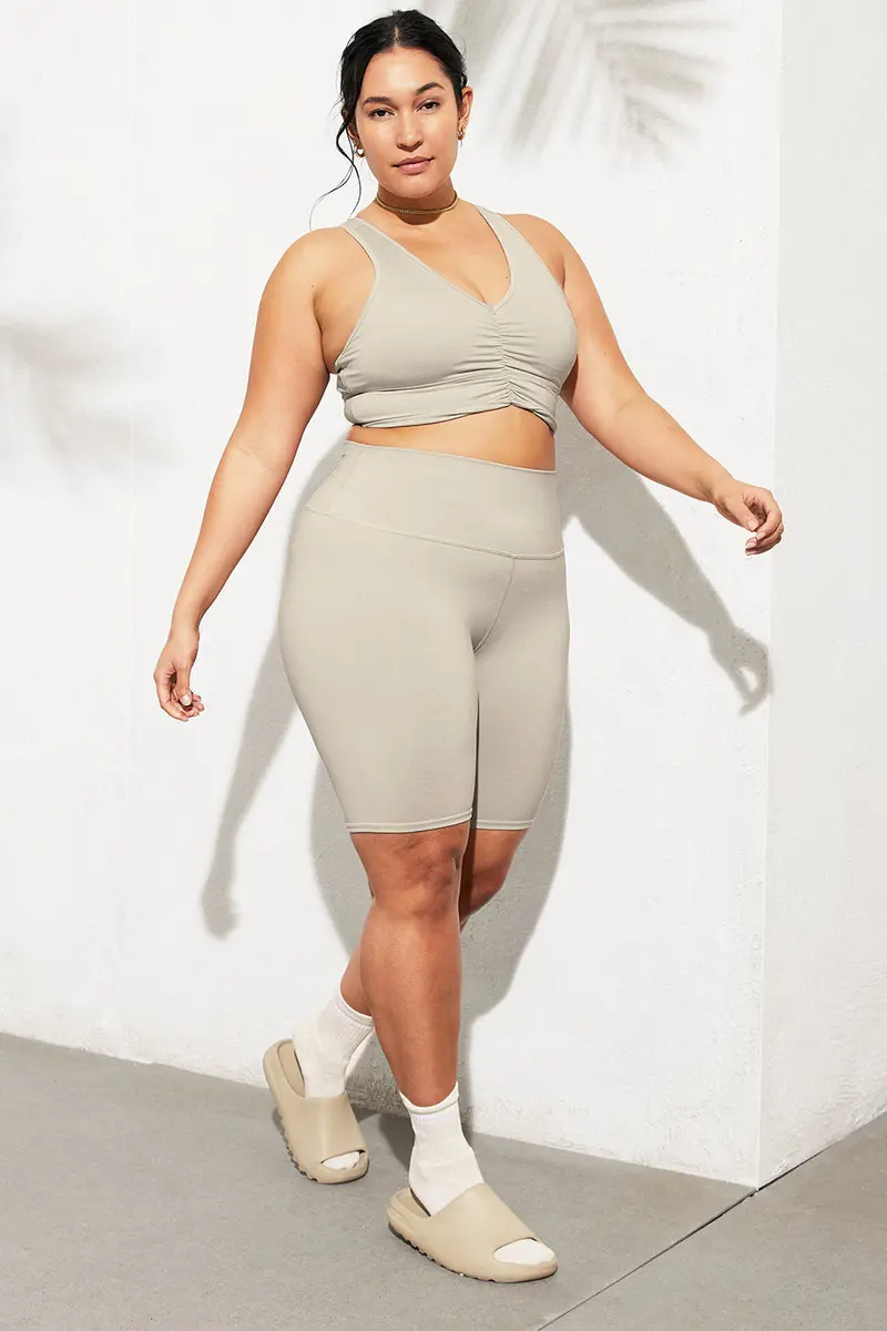 Wild Thing Bra and 7-Inch High-Waist Biker Short Set in Oatmeal Heather
