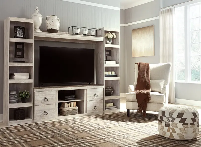 Willowton 4-Piece Entertainment Center with Integrated Electric Fireplace
