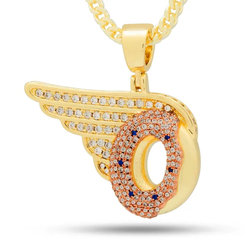 Winged Donut Pendant Necklace – Whimsical Charm Design