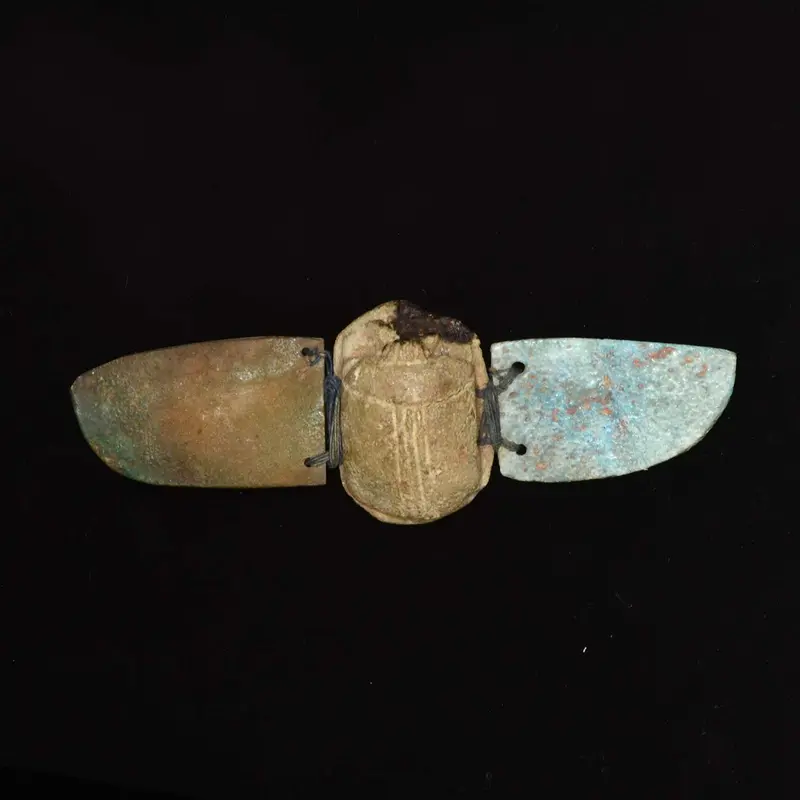 Winged Scarab Faience Amulet – Late Period Egypt (c. 664–332 BCE)