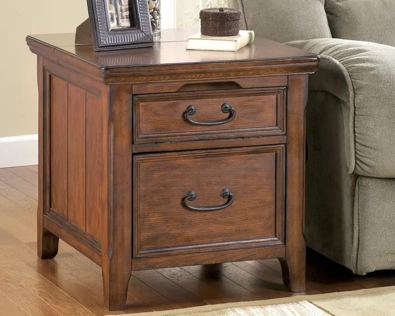Woodboro Media End Table with Integrated Power Outlets