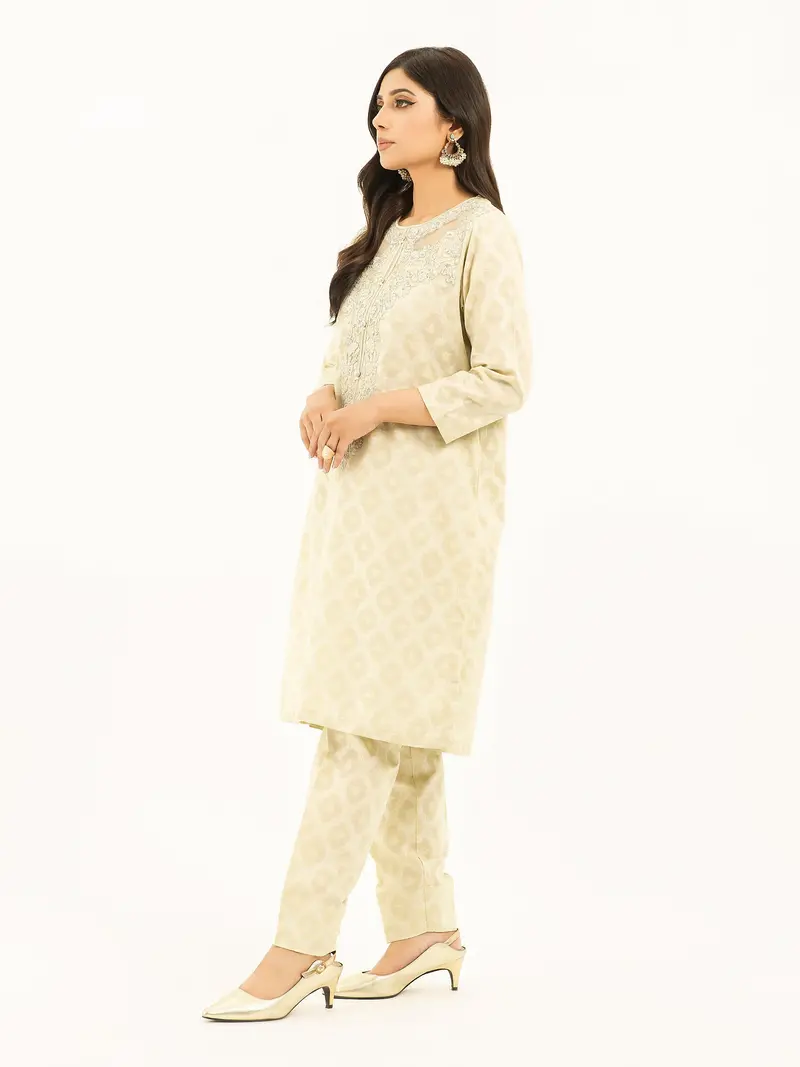 Woven Jacquard Suit with Embroidery