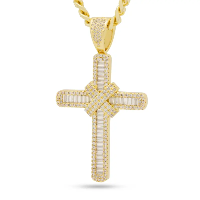 Wrapped Wire Cross Necklace – Textured Sterling Silver Religious Pendant